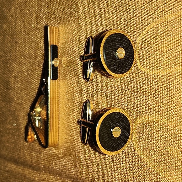 Dunhill cufflinks set Authentic gold plated with black enamel - Picture 5 of 14